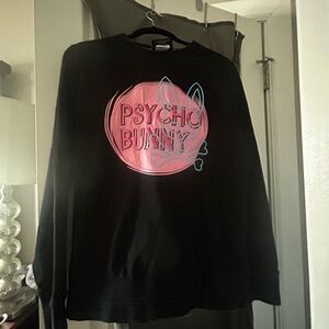 Psycho Bunny Black Sweatshirt with Pink and Blue Logo
